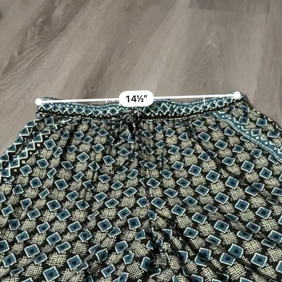 Anthropologie Geometric Print Tie Waist High Rise Jogger Pants in Green Motif S - Picture 13 of 15